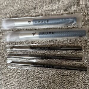 Laruce Duo Fibre Makeup Brush Set - Silver and Black